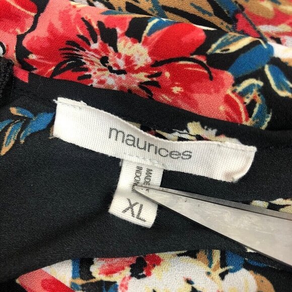Maurices Multicolor Floral Print Short Sleeve Sleeve Boho Blouse Top Size XL - Picture 3 of 9